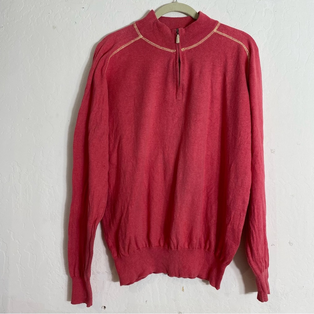 Peter Millar Luxury Blend Pink Sweater Size Large Quarter Zip Long Sleeve
